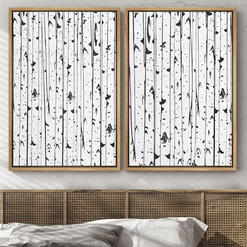 " Graphic Tree Bark Close-Up Array Abstract Wilderness Minimalism Black And White " 2 - Pieces, 36" H x 24" W