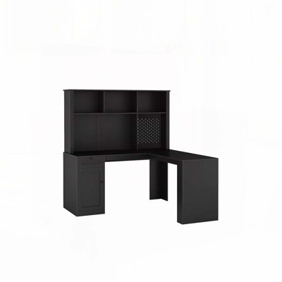 L-Shaped Computer Desk with Drawers,Bookshelf