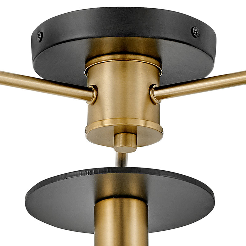 3-Light Two-Tone Semi-Flush Mount Ceiling Fixture