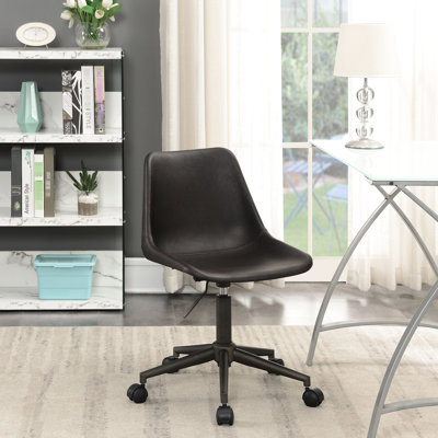 Chaise de bureau à domicile en tissu d'ameublement brun, fonction réglable, siège ergonomique et mouvement en douceur, dimensions 30 po x 18 po x 20,94 po avec rembourrage confortable, glissade courbée élégante de 18 po de largeur
