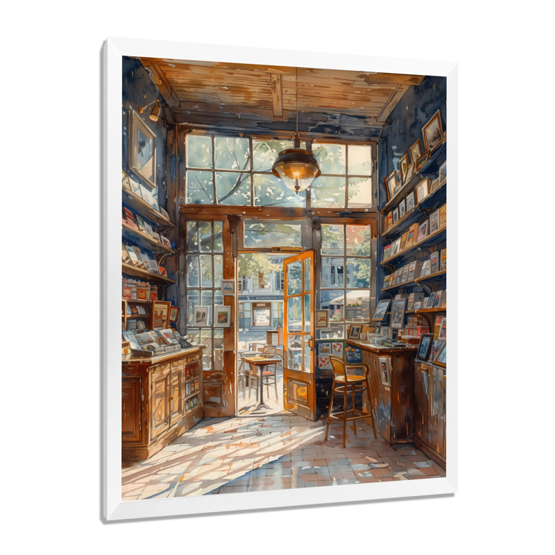 Café-restaurant jaune brun - Boutiques, Toile encadrée blanche avec une seule photo, H 40 po x l 30 po x P 1,5 po