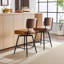 Ensemble de 2 tabourets de bar pivotants en cuir confortables avec îlot de cuisine brun-1990011692