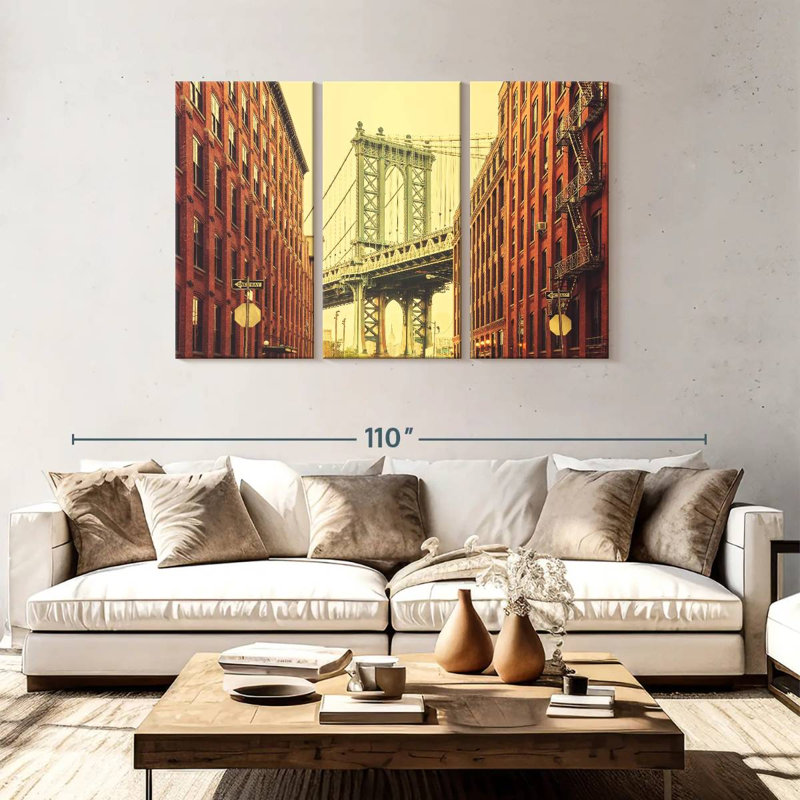 Sebbie Rertro Manhattan Bridge, 48" H x 74" W