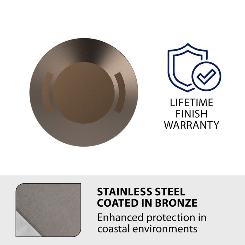 Puits en acier inoxydable à basse tension avec lumière DEL intégrée, 2700 K, Bronze