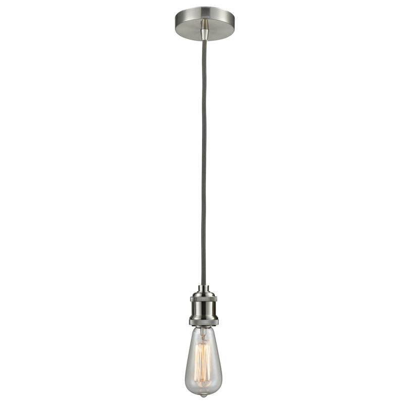 Waterville 1 - Light Single Pendant, Satin Nickel/Gray