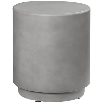 Round Side Table, Lightweight Accent Table With Concrete Finish, Nightstand With 4 Adjustable Feet For Indoor, Outdoor, Light Grey