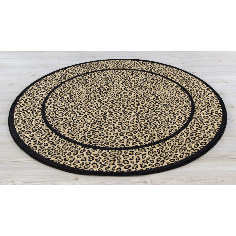Tapis noir / beige Edmont, Rond 5 pi 3 po