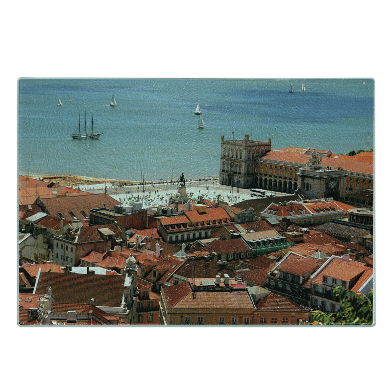 Planche à découper en verre trempé coloré Ambesonne Nostalgic Lisbon City Multicolore