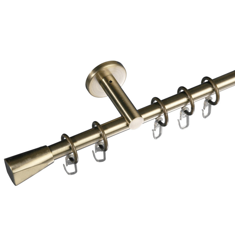 Arna 1.6cm Single Curtain Pole, 8cm H x 240cm W x 5cm D, Stainless steel-coloured