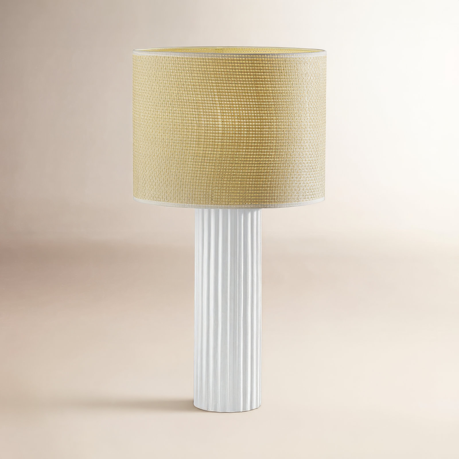 Aldreth Ceramic Table Lamp, White Ribbed, 24.25" H x 13" W x 13" D