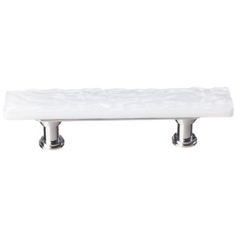 Poignée d'armoire décorative Glacier, Chrome poli, Blanc
