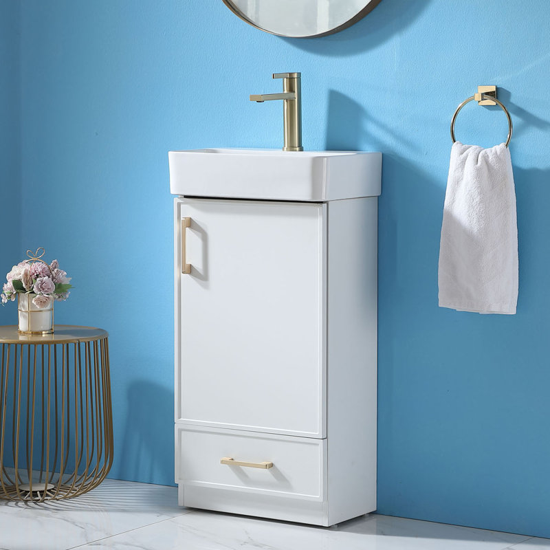 Ensemble de meuble-lavabo simple autoportant 18 po Arbutus, Blanc