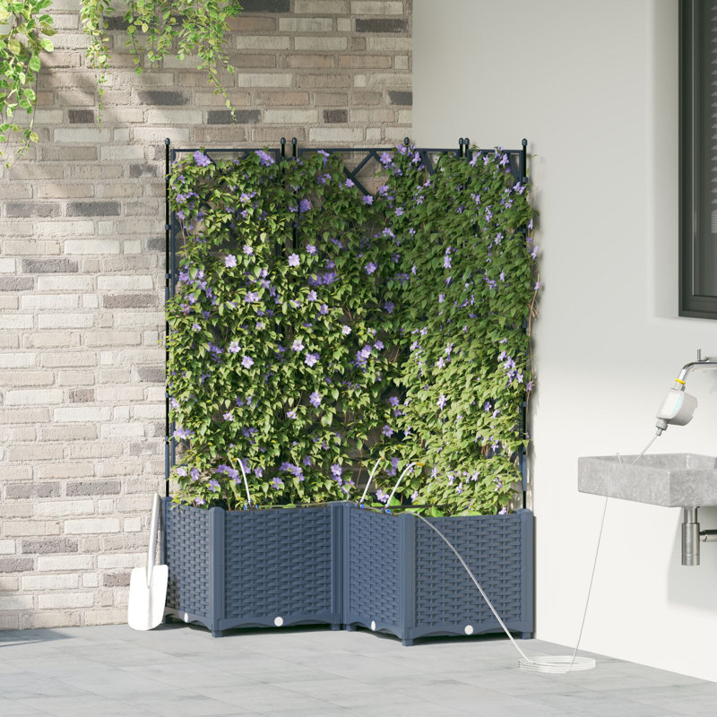 Garden Planters Poly Large Expandable Plant Stand, 142cm H x 80cm W x 80cm D, Grey