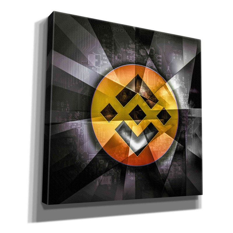«BNB Binance Coin», art mural sur toile, H 26 po x l 26 po x P 1,5 po