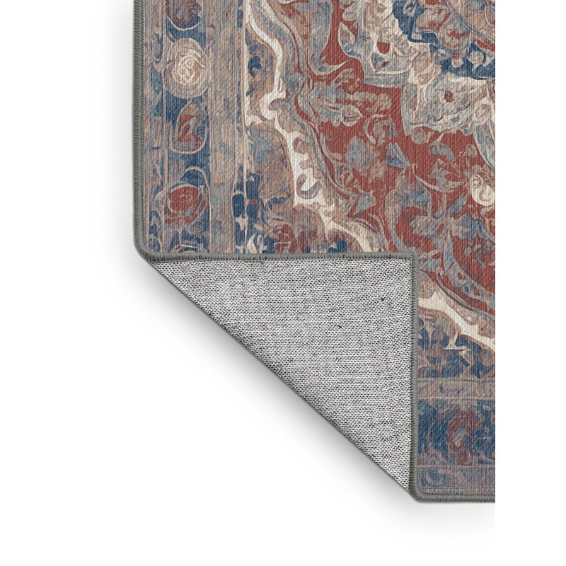 Machine Washable Gray Area Rug, Rectangle 7' x 9'