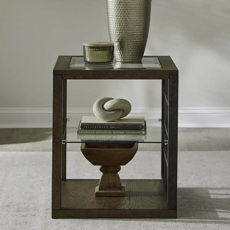Table de bout Tiznit avec verre trempé et tablette ouverte