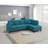 2-Pcs Sectional Set Living Room Furniture LAF Sofa And RAF Chaise Azure / Blue Color Linen Like Fabric Tufted Couch-1276165560