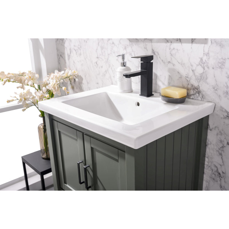 Ensemble de meuble-lavabo simple 24 po Maloy, Étain, vert