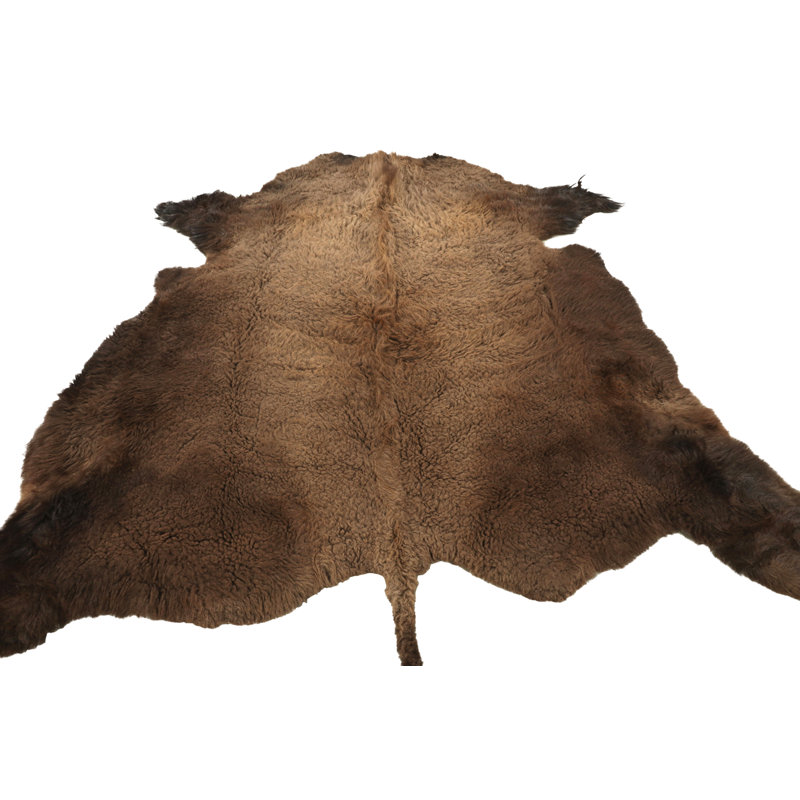 Rug & Kilim’S American Bison Hide Fur Rug In Chocolate Brown Tones