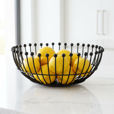 Orbit Spire 10" Handmade Black Metal Wire Sculptural Decorative Bowl