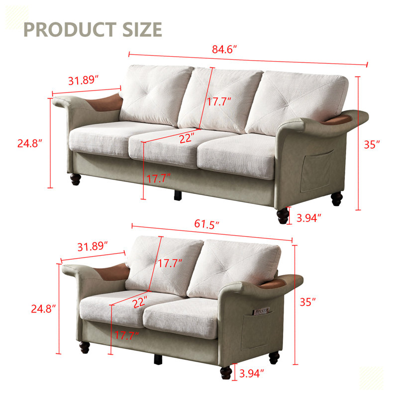 Canapé modulaire 2 + 3, Tissu beige