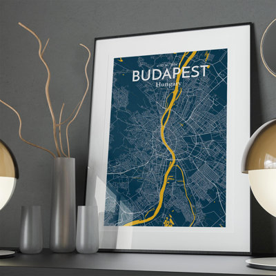 Budapest City Map In Amuse - No Frame Print