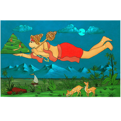 Lord Hanuman Carrying Sanjeevani | Acrylic On Canvas | By Chetan Katinagar