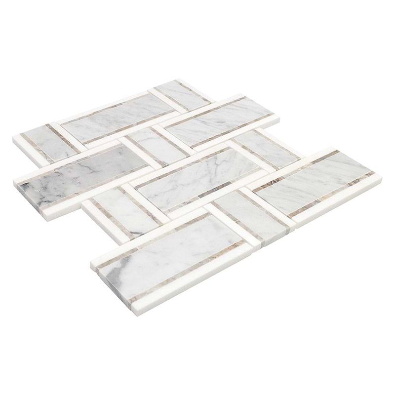 Esplanade 13x13 Polished Thassos Marble Mosaic Tile