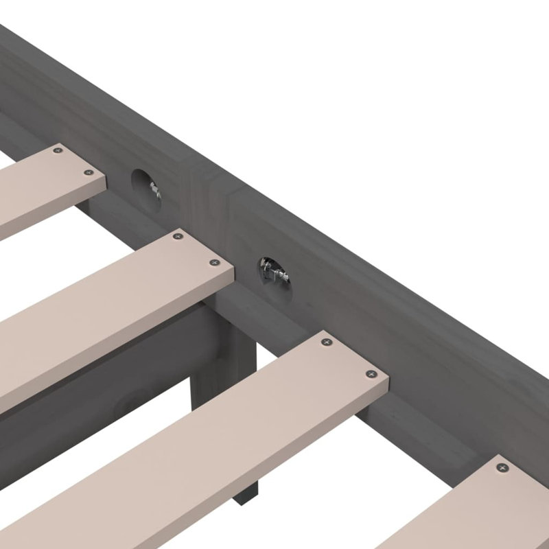 Bed Frame Solid Wood, grey, 140 x 200cm