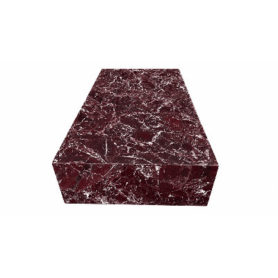 Genuine Marble Block Coffee Table - Rosso Levanto Marble, 54" Extra Large