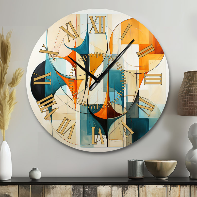 Horloge murale orange Mid-Century Harmony, Grand