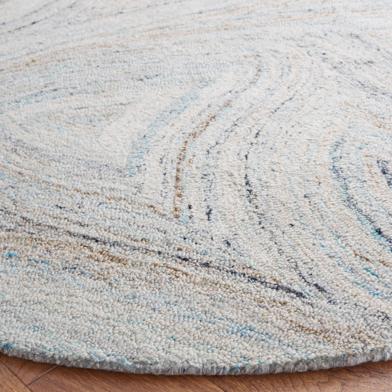 Tapis abstrait beige / bleu Abstract 147, Rond 6 pi