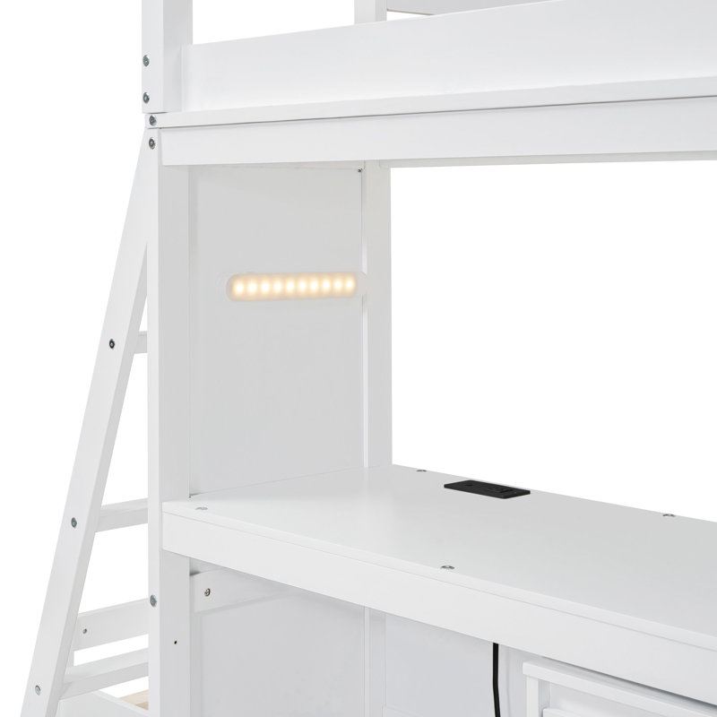 Lit superposé avec contreplaqué USB et DEL compatible Modern Living pour les jeux et la détente