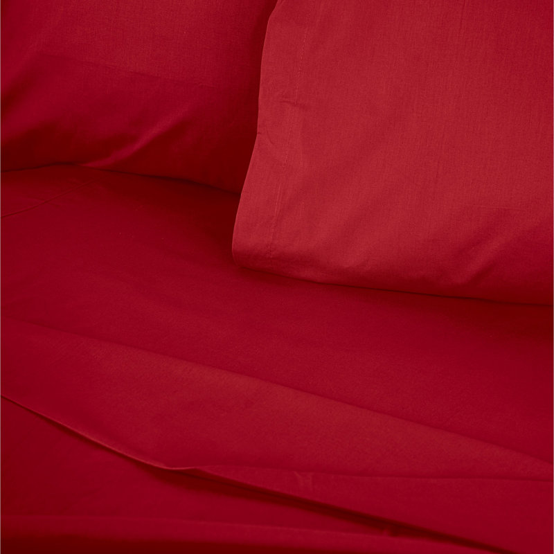 Premium Ranforce Single Fitted Sheet, Claret Red, 35.4 x 74.8 x 11.8 inches | 100% Cotton, 145 Thread Count | Machine Washable at 86°F | Soft & Breathable, Perfect for Comfortable Sleep