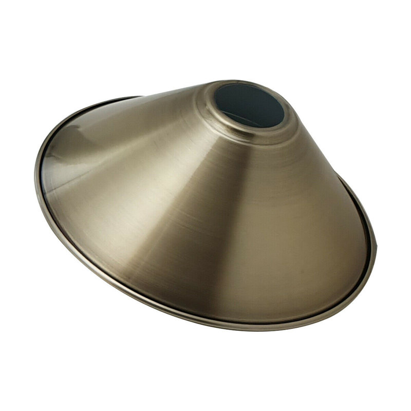 Vintage 10cm H Metal Cone Lamp Shade, Green Brass