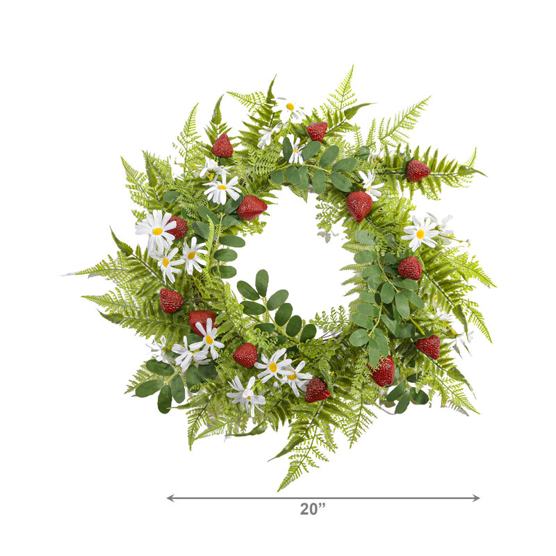 Couronne à marguerite et fraise 20 po Haight