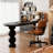 Black Half-circle Solid Wood + Acrylic desk-119687691