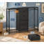 Commode de chambre à coucher 5 tiroirs en tissu noir anthracite