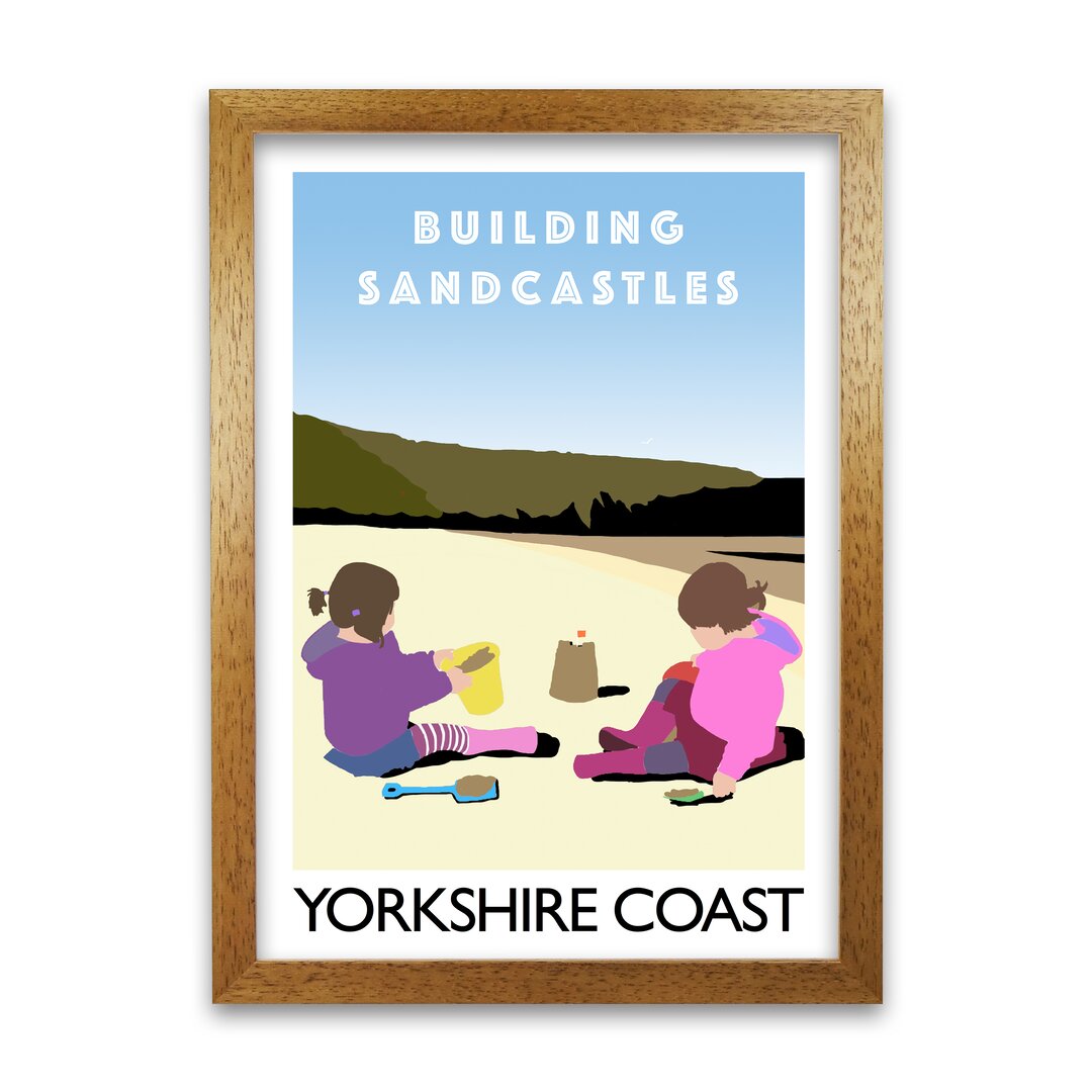 Poster Sandburgen bauen Yorkshire Küste von Richard O'Neill