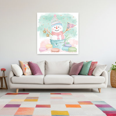 Joyeux macarons, bonhomme de neige, art contemporain abstrait