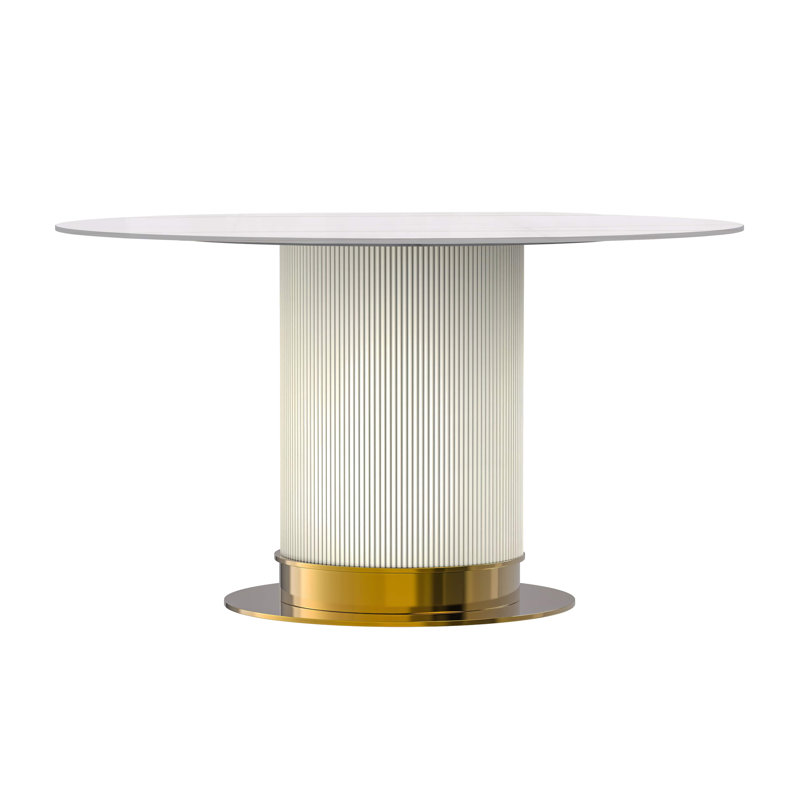 Murtis rond 60 po, Blanc / doré