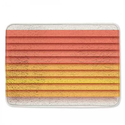 Tapis de bain rouge et jaune à rayures horizontales