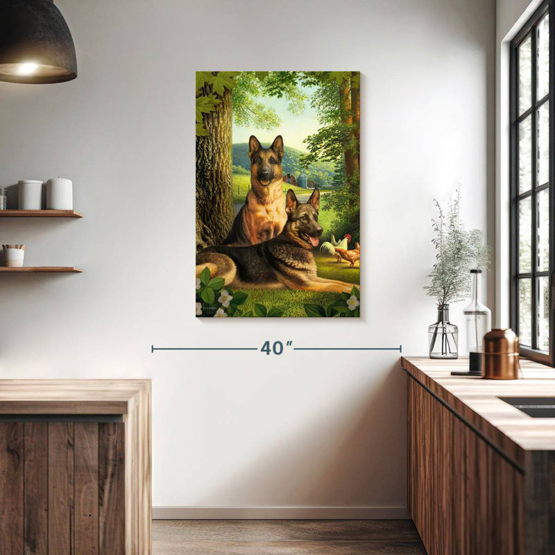 Brampt German Shepherds And Chickens, 39" H x 26" W