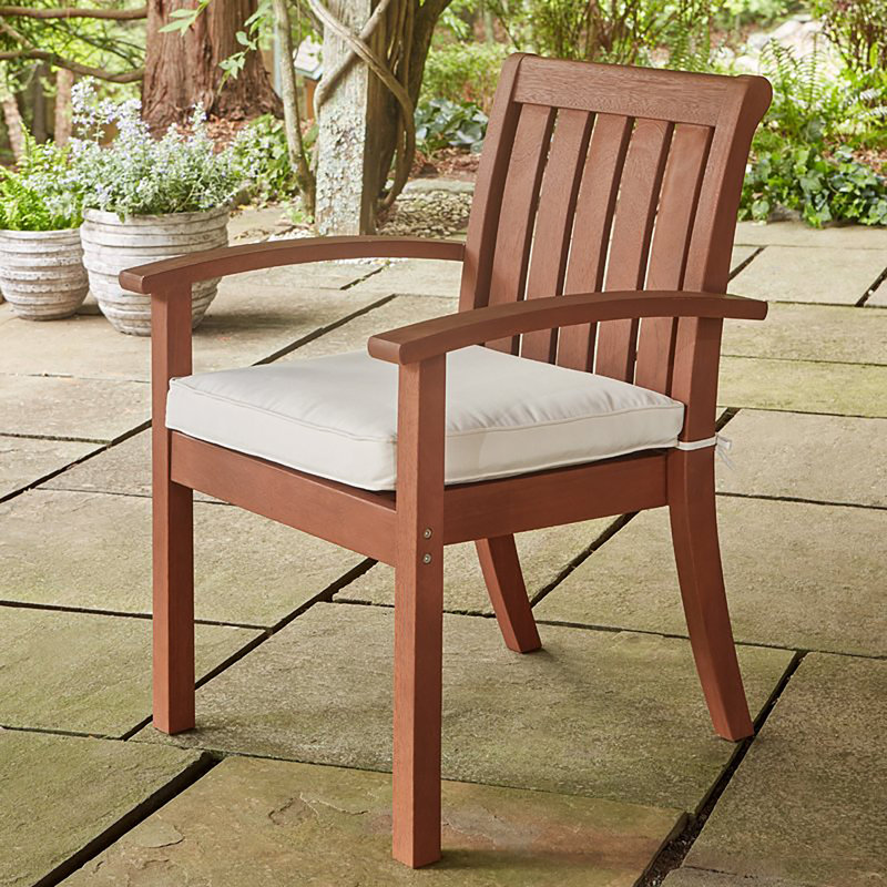Chaise de patio empilable avec coussin Rossi, Acajou, Rouge