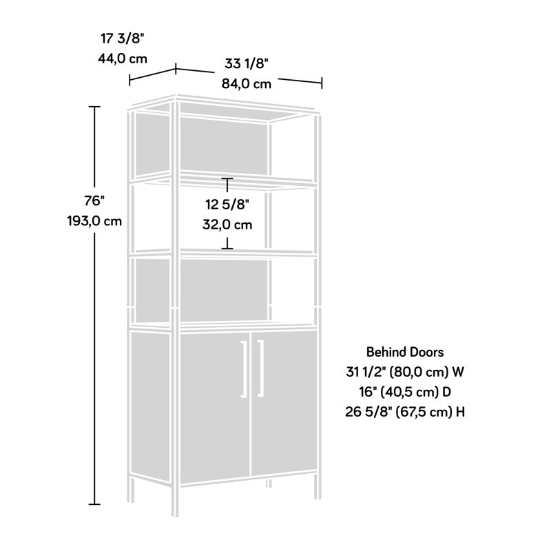 White and Kiln Acacia Adjustable Kids' Storage Bookcase with Doors