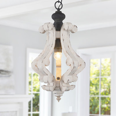 Lustre de style rustique en bois patiné à 1 lumière 12,6 po Ambrose