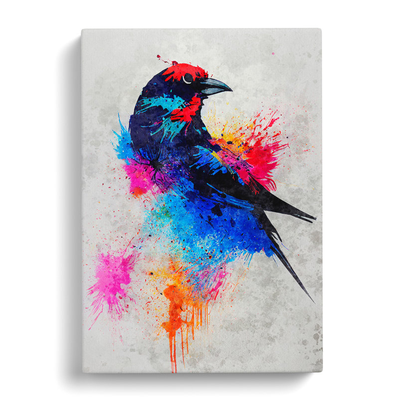 Paint Splash Bird No.3 - Wrapped Canvas, 50cm H x 35cm W x 3cm D
