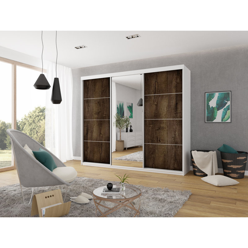Madisson 3 Door Wardrobe, White/Walnut