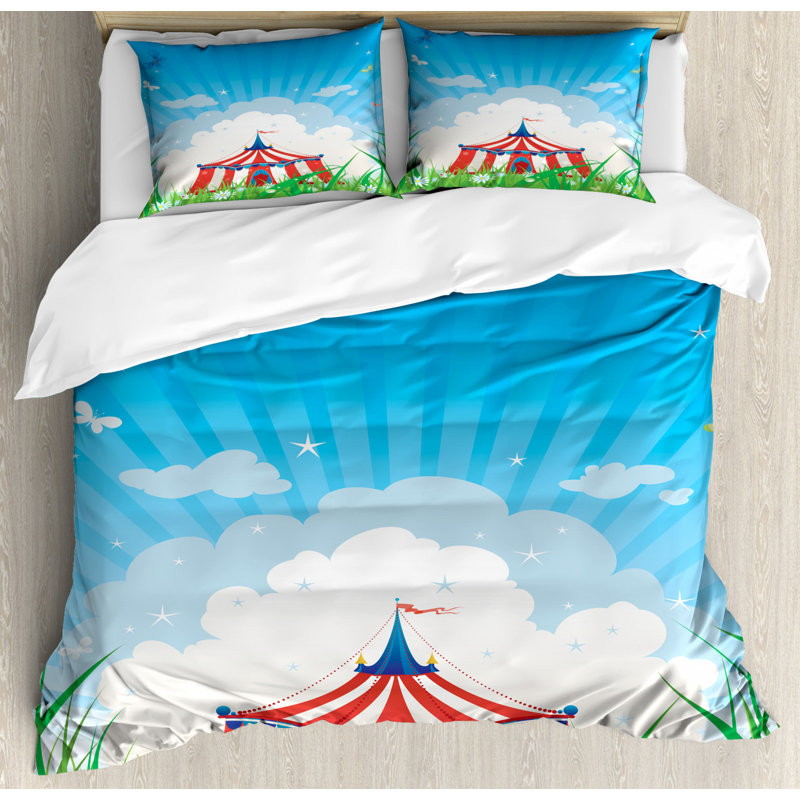 Ensemble de housse de couette moderne et contemporaine en microfibre rouge / vert / bleu