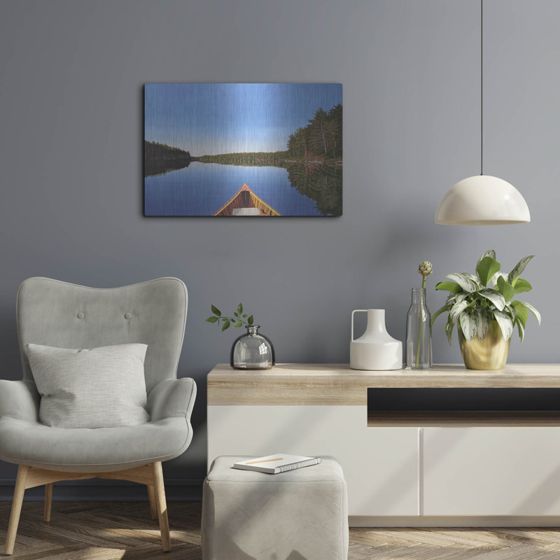 «Spider Lake Paddle» par Kenneth M Kirsch, art mural en métal de luxe, 24 po x 16 po, H 16 po x l 24 po